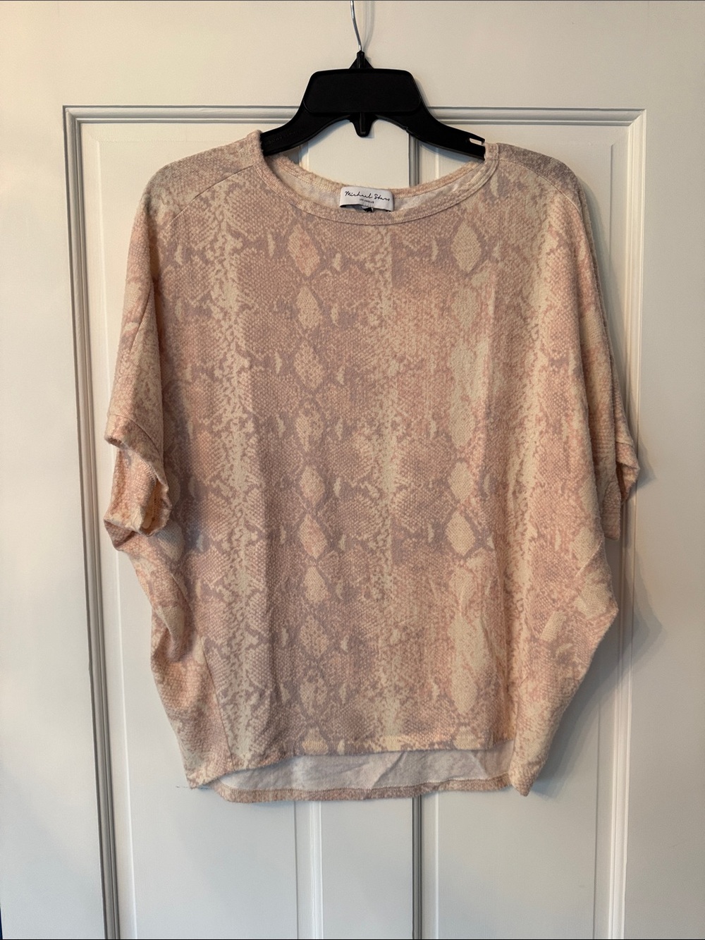 Michael Stars Blush Snake-Print Short Sleeve Top